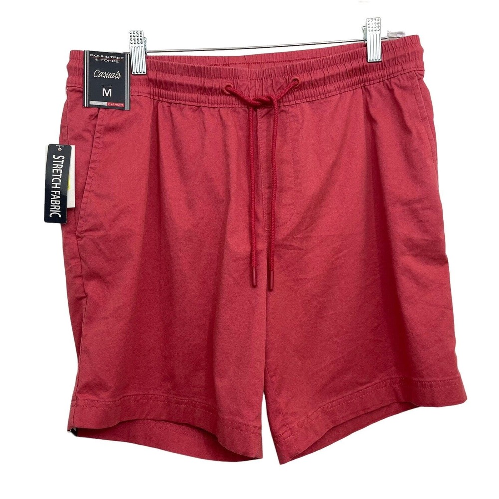Roundtree & Yorke Mens Shorts M Elastic Waist 7" Inseam Stretch Cotton Pull-On